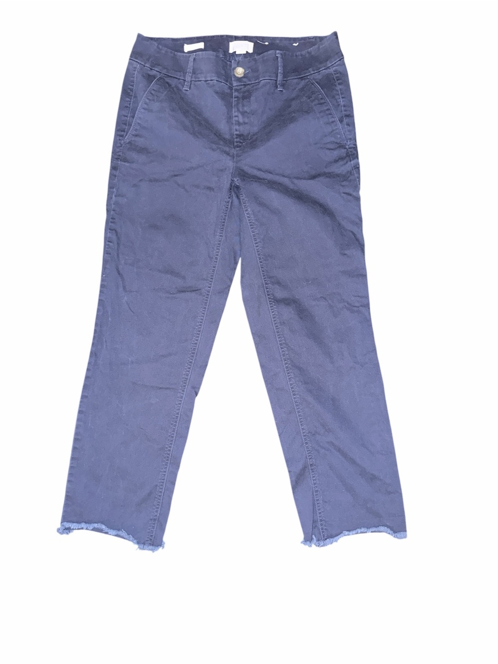 LOFT Frayed Hem Cropped Indigo Jeans